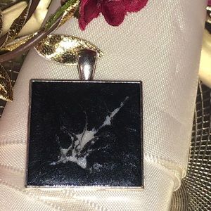 Black ice square pendant